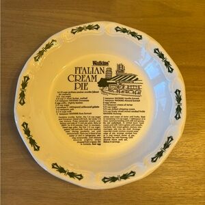Vintage WATKINS ITALIAN CREAM PIE DISH 10 1/2" ANTIQUE PIE PLATE